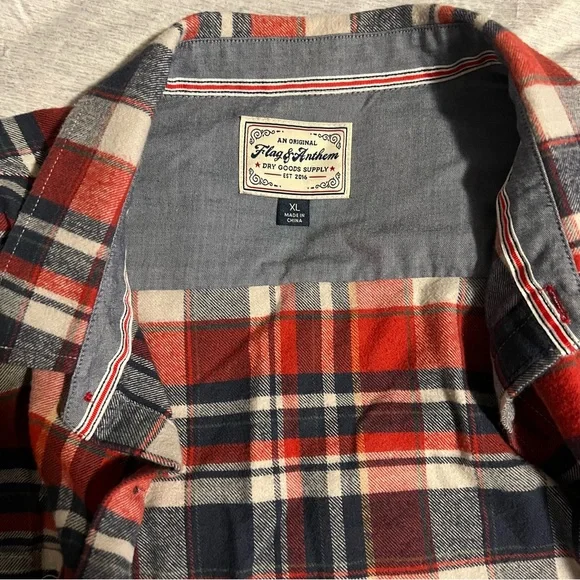 Flag & Anthem Button Down Long Sleeve Plaid Shirt Men’s XL - Picture 5 of 5